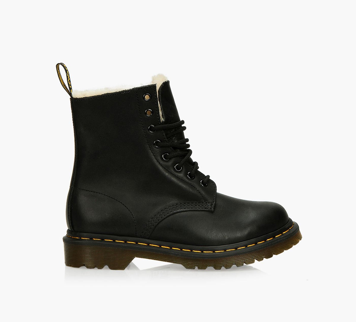 DR. MARTENS 1460SERENAFAUXFURLINEDLACEUP in BLACK