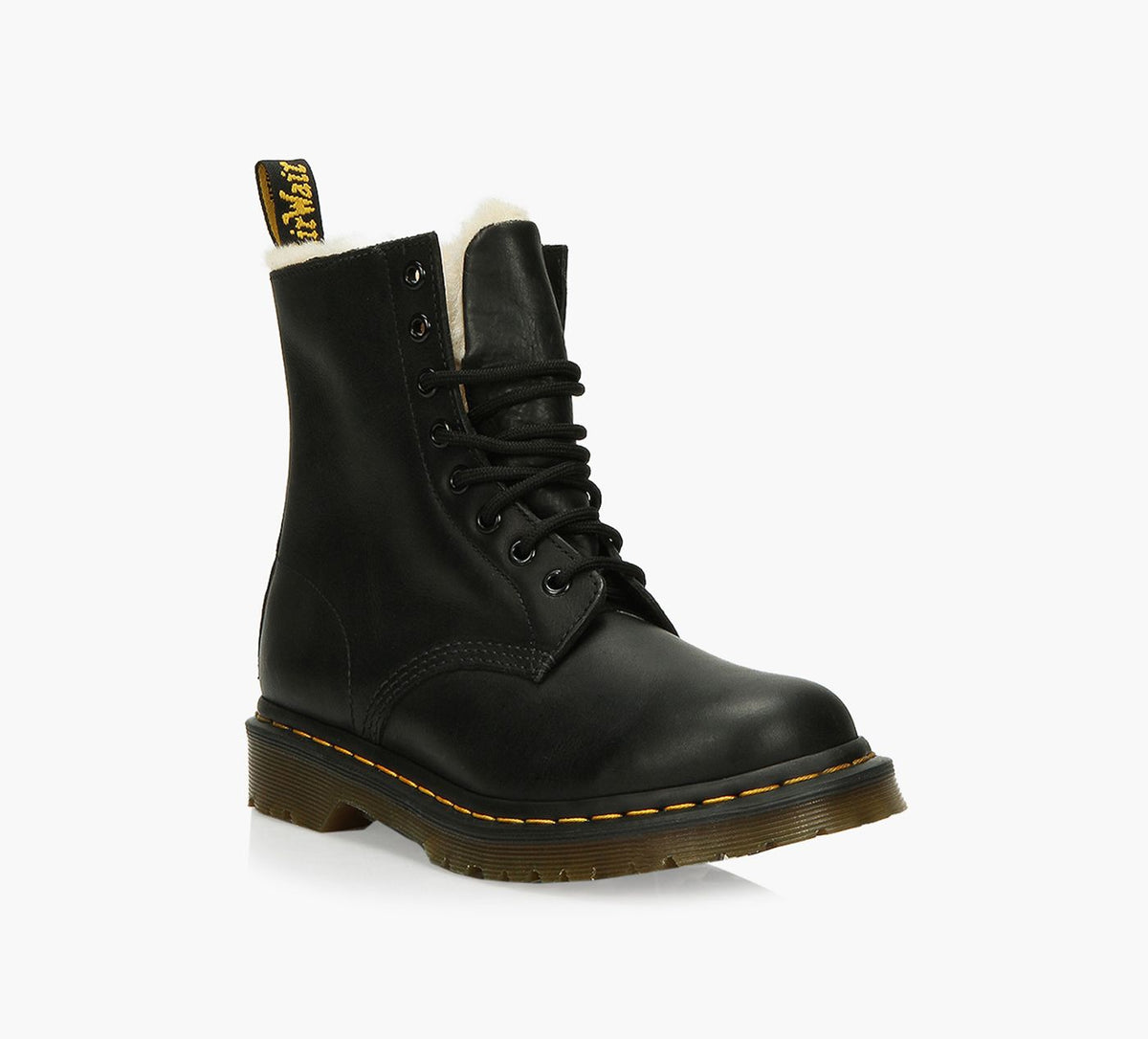 DR. MARTENS 1460SERENAFAUXFURLINEDLACEUP in BLACK view 2