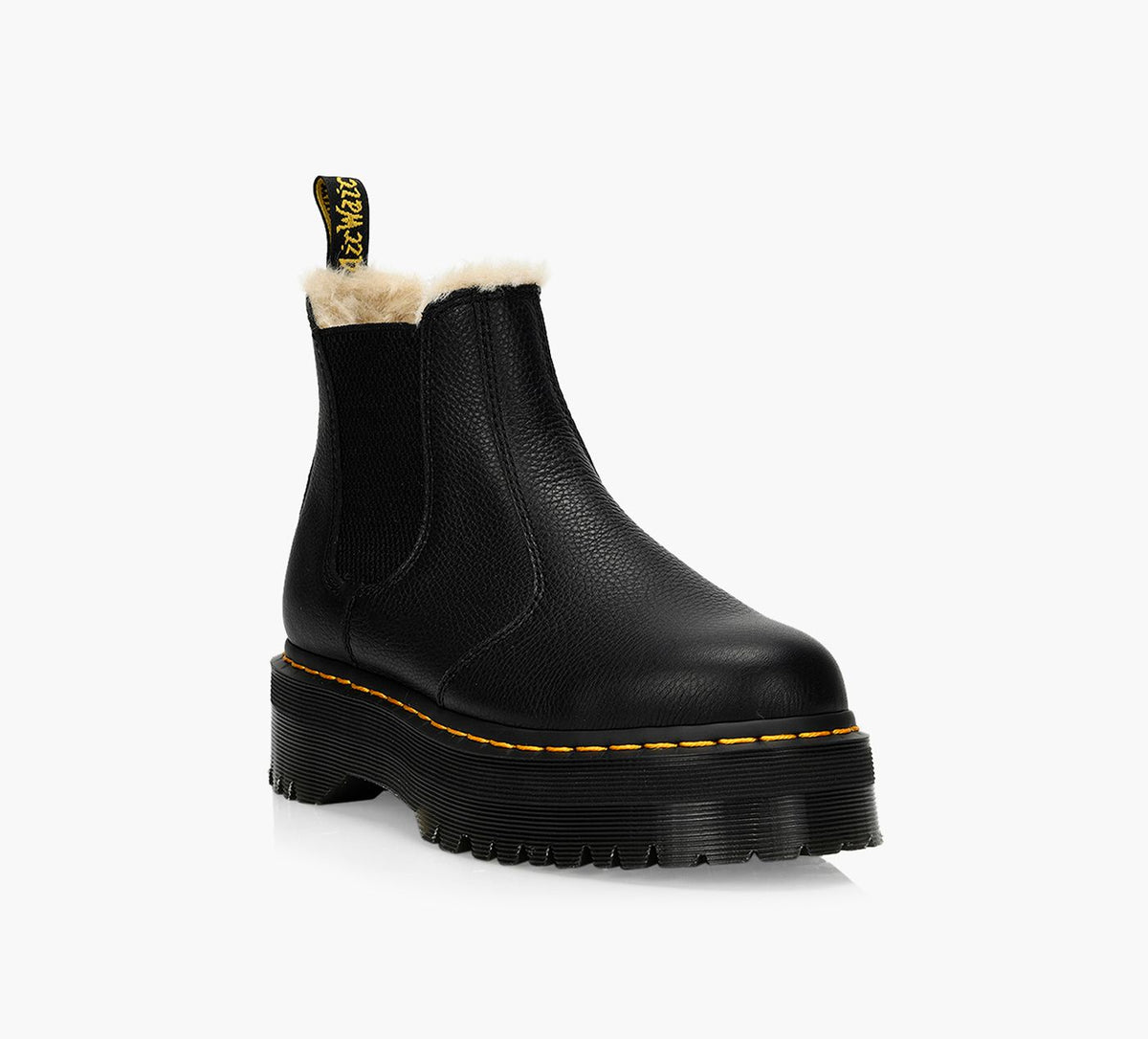 DR. MARTENS 2976FAUXFURLINEDQUADPLATFORMCHELSEABOOTS in BLACK view 2