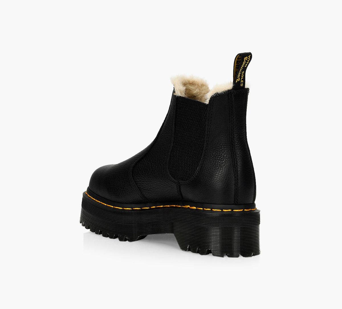 DR. MARTENS 2976FAUXFURLINEDQUADPLATFORMCHELSEABOOTS in BLACK view 3