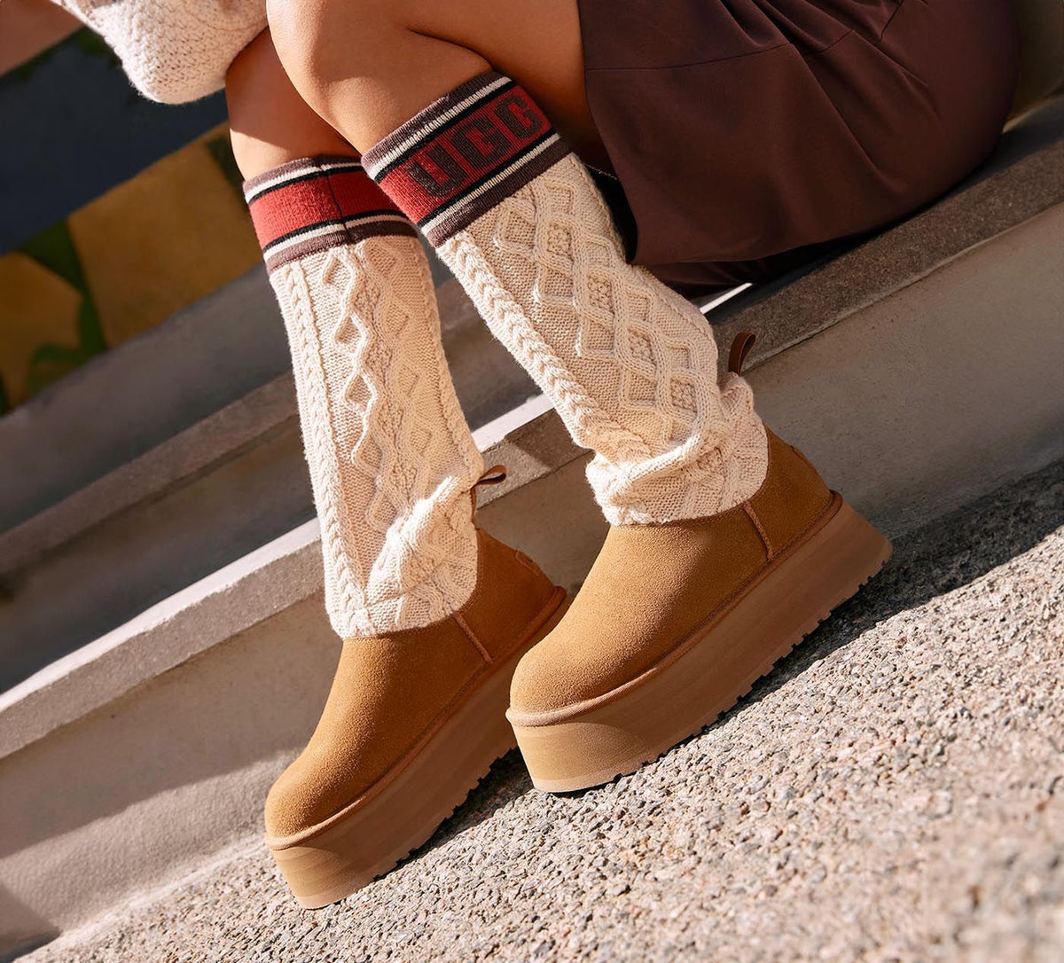 UGG CLASSICSWEATERLETTER in TAN view 6