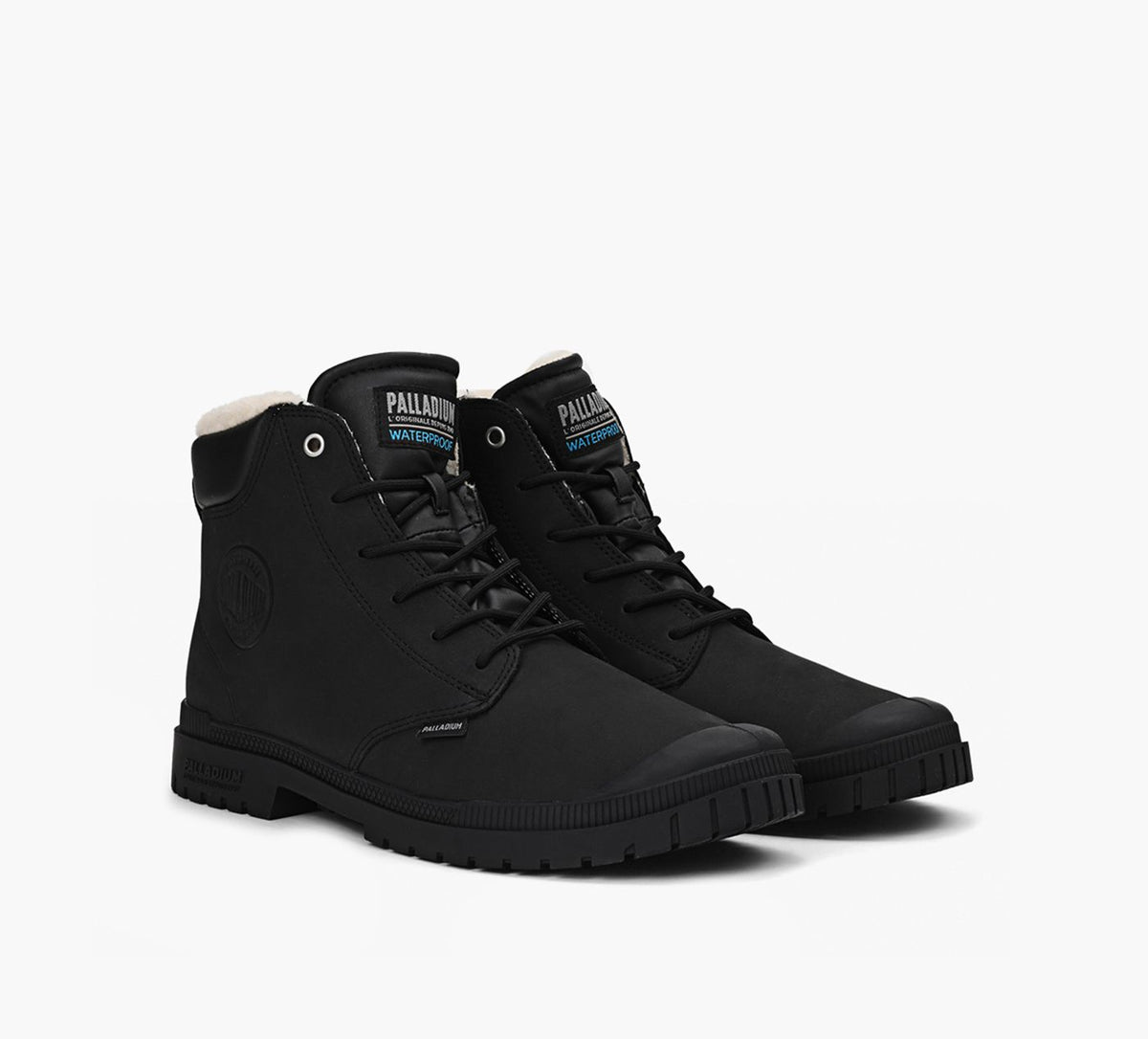 PALLADIUM BOTTESP20CUFFCUIRIMPERMABLEDOUBLURECHAUDE en NOIR vue 2