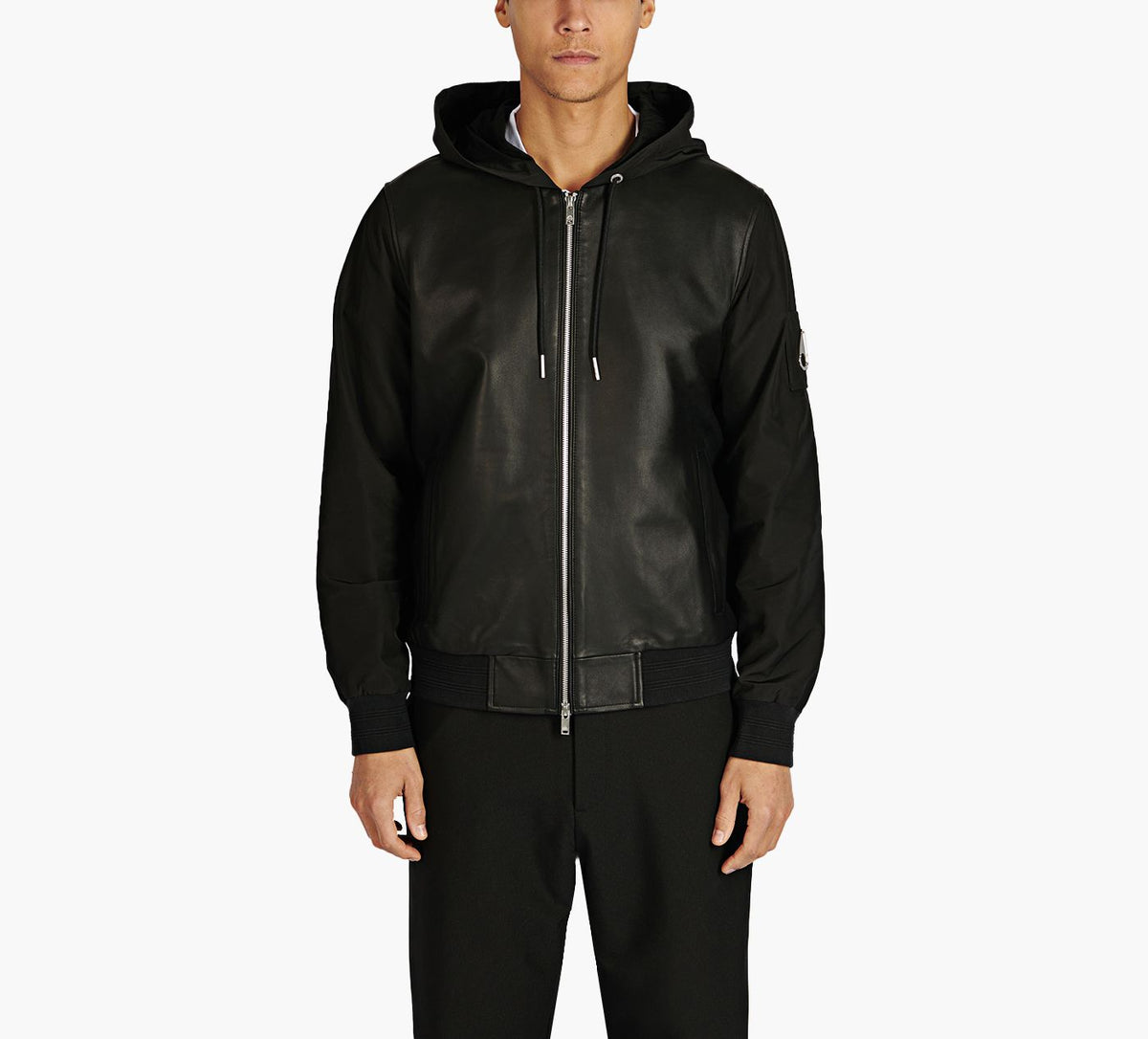 MOOSE KNUCKLES RUFUSLEATHERMIXJACKET in BLACK