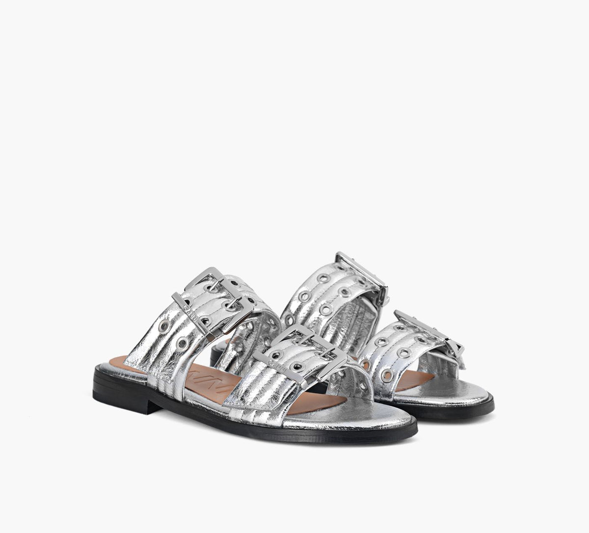 GANNI SANDALESDEUXBRIDESFEMININE en ARGENT vue 2