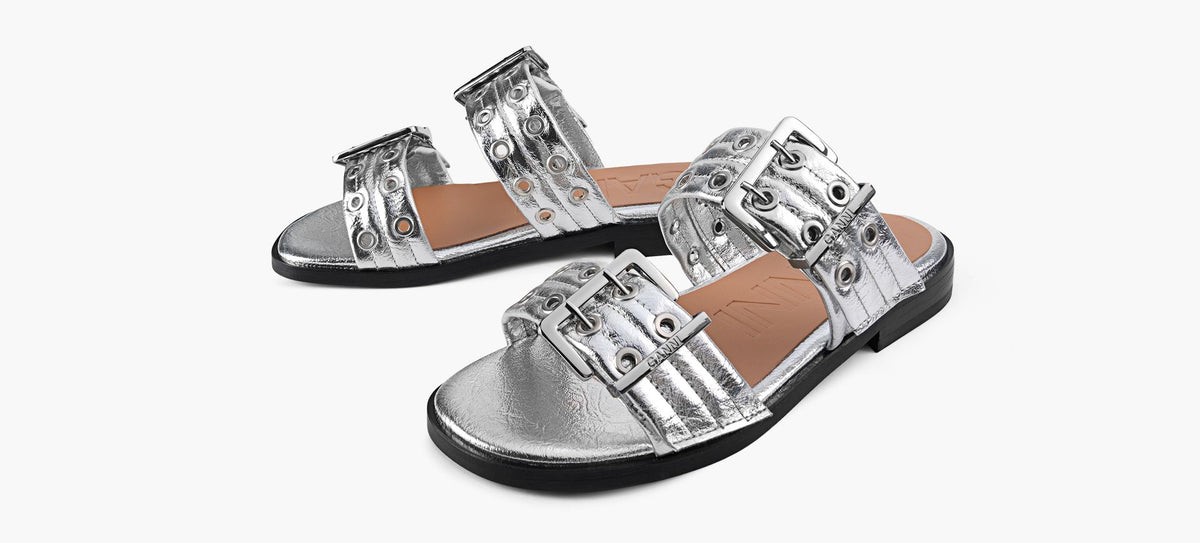 GANNI SANDALESDEUXBRIDESFEMININE en ARGENT vue 4
