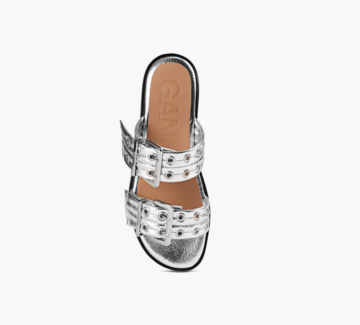 GANNI SANDALESDEUXBRIDESFEMININE en ARGENT vue 1c