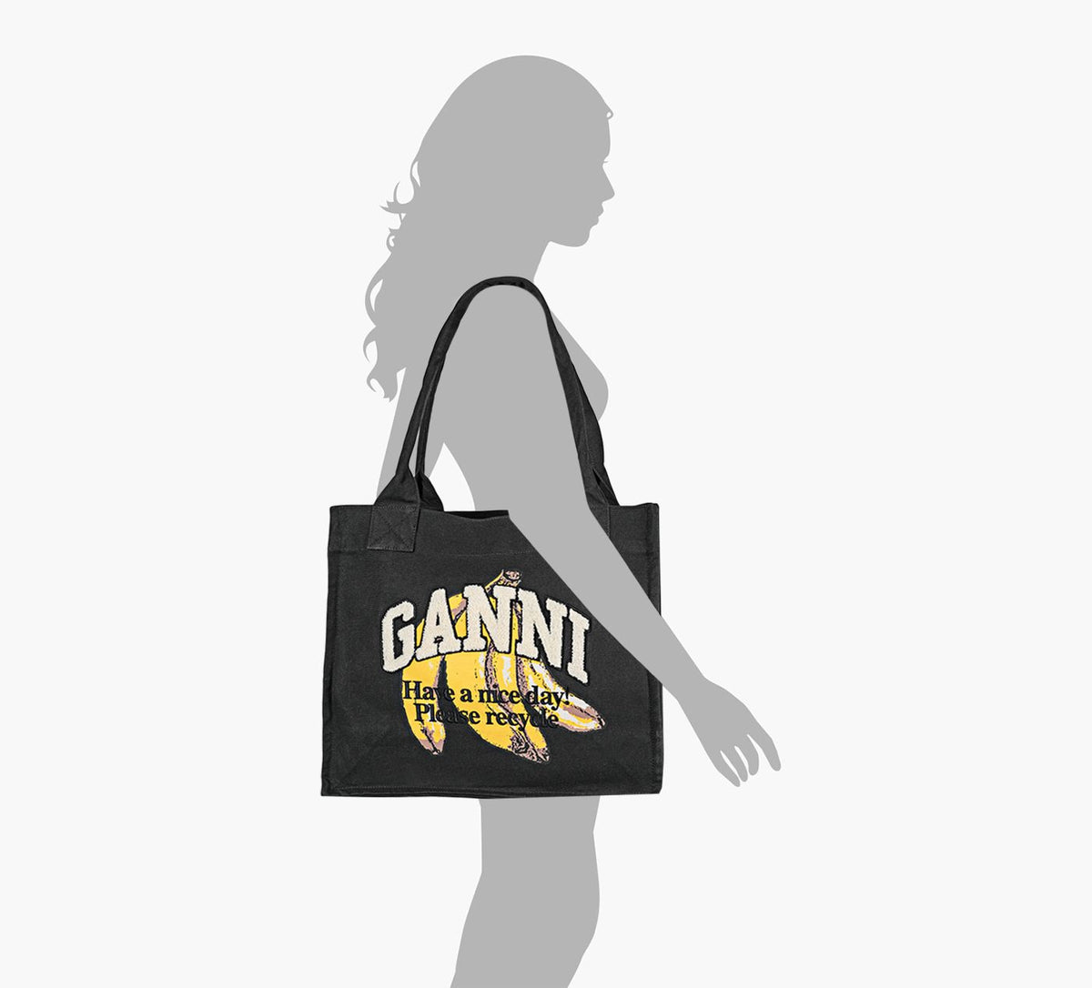 GANNI SACFOURRETOUTLARGEIMPRIMBANANE en NOIR vue 2