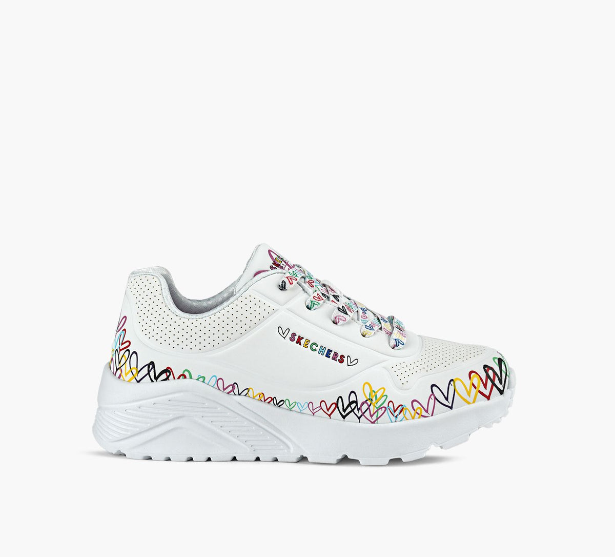 SKECHERS BASKETSJGOLDCROWNUNOLITECOEURS en BLANC