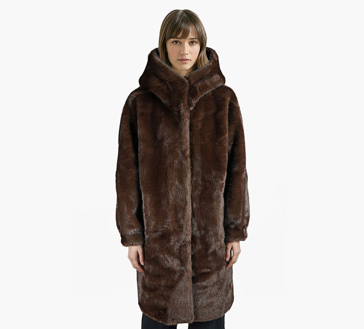 MICHAEL KORS FAUXFURCOATWHOOD in TAN