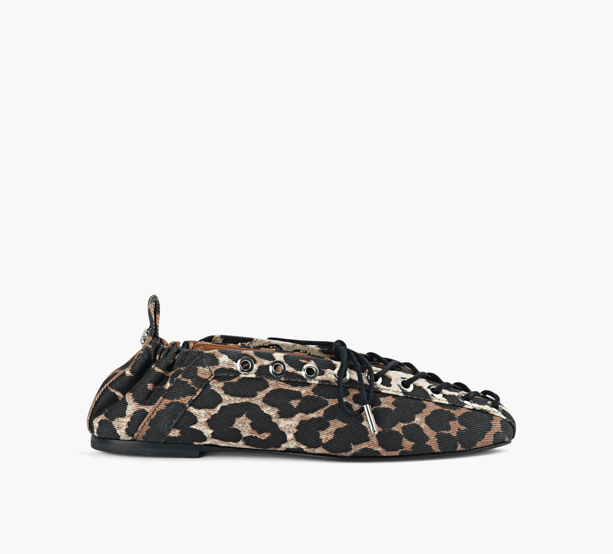 GANNI EYELETSLACEUPBALLERINA in TAN