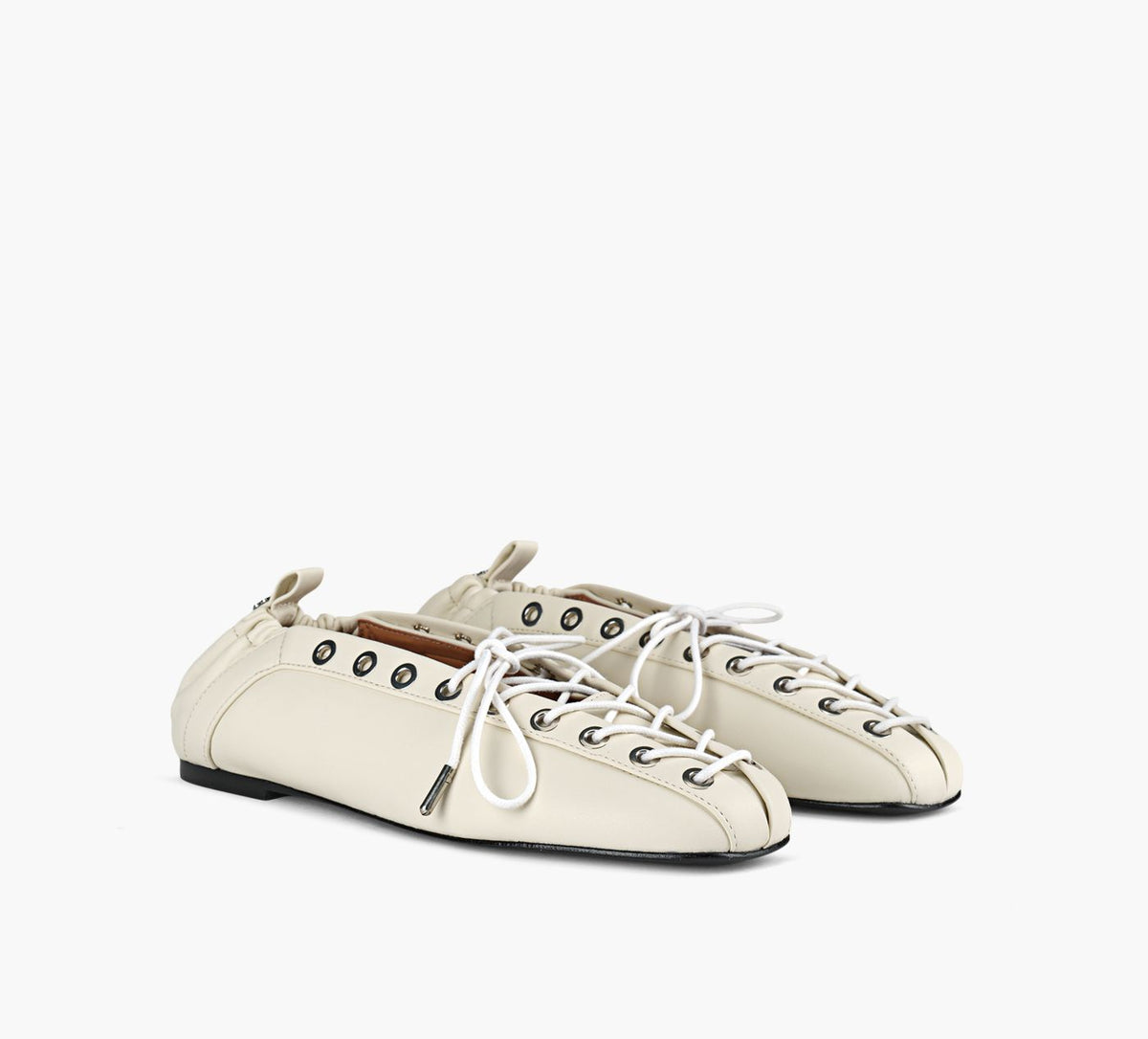 GANNI EYELETSLACEUPBALLERINA in BEIGE view 2