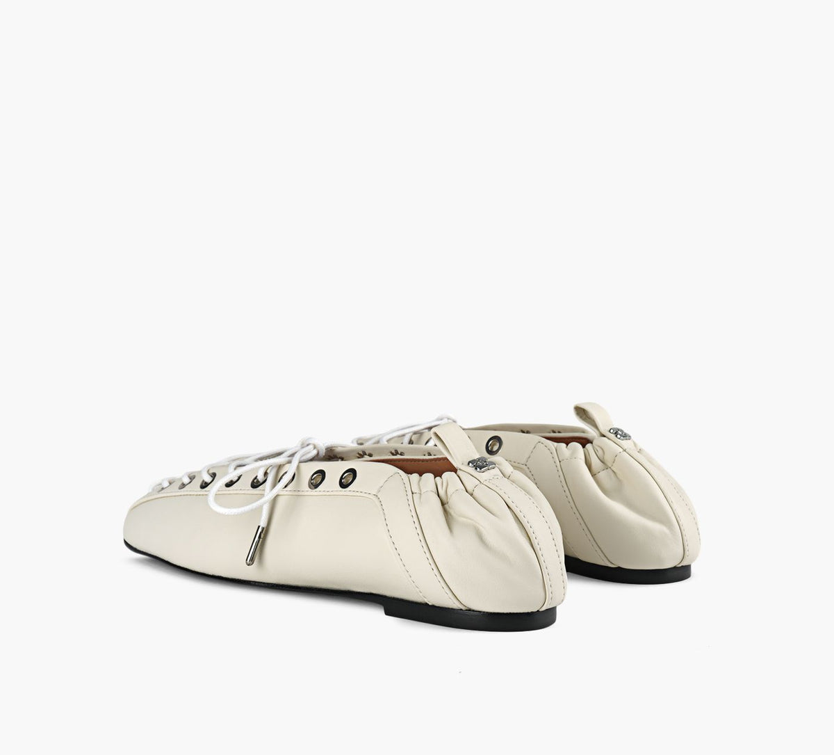 GANNI EYELETSLACEUPBALLERINA in BEIGE view 3