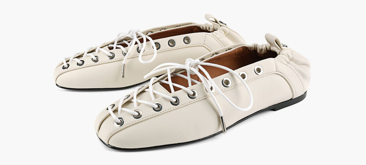 GANNI EYELETSLACEUPBALLERINA in BEIGE view 4