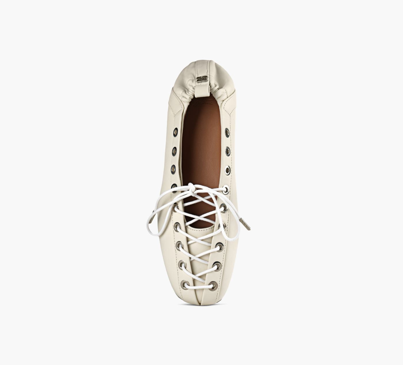 GANNI EYELETSLACEUPBALLERINA in BEIGE view 1c