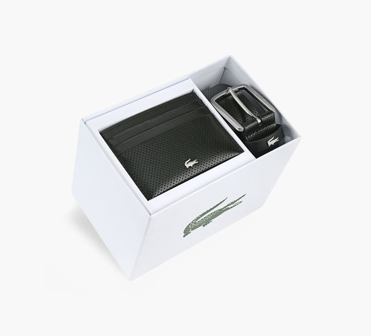 LACOSTE LEATHERBELTCARDHOLDERGIFTSET in BLACK