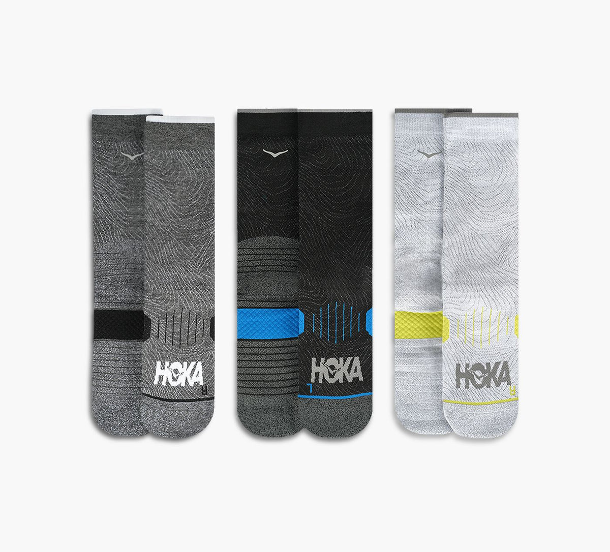 HOKA CREWRUNSOCK3PACK in BLACK
