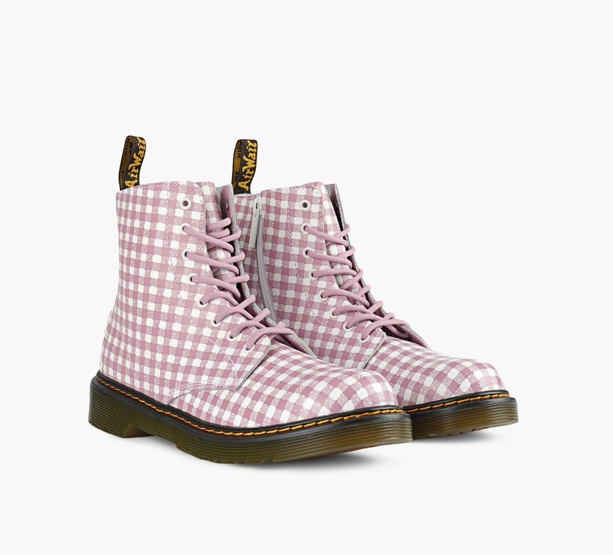 DR. MARTENS BOTTES1460GINGHAM en BLANC vue 2