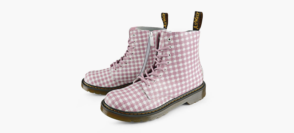 DR. MARTENS BOTTES1460GINGHAM en BLANC vue 4