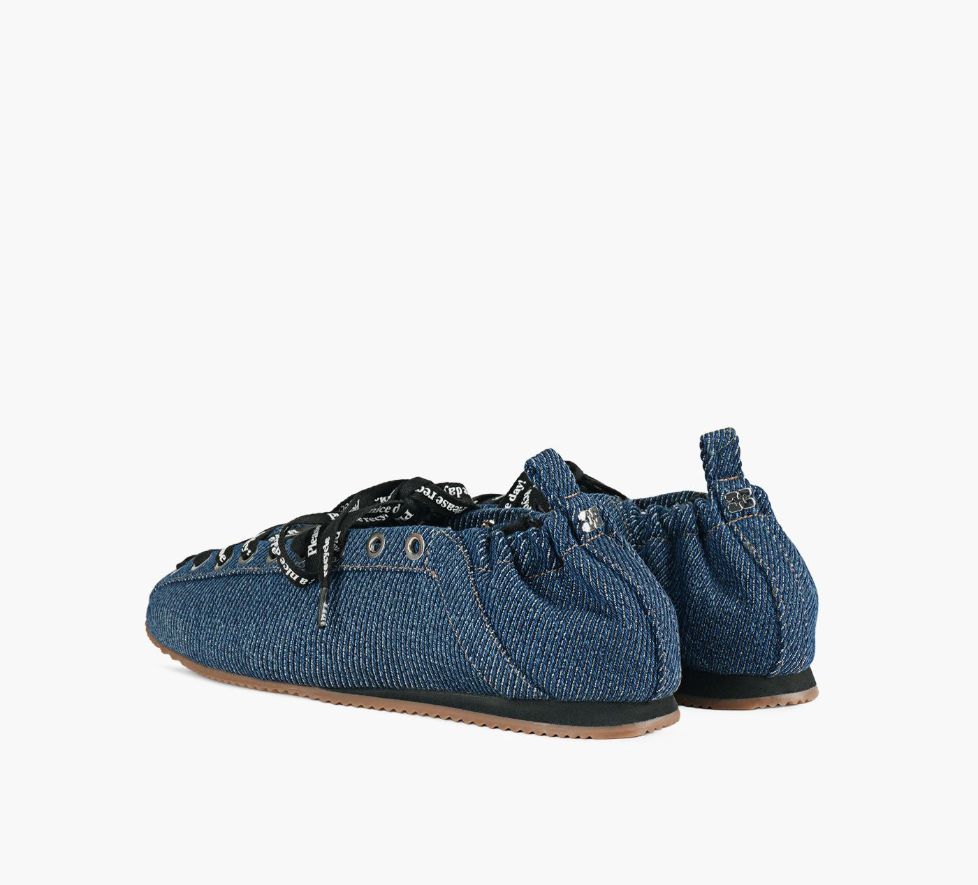 GANNI EYELETSLACEUPBALLERINA in BLUE view 3
