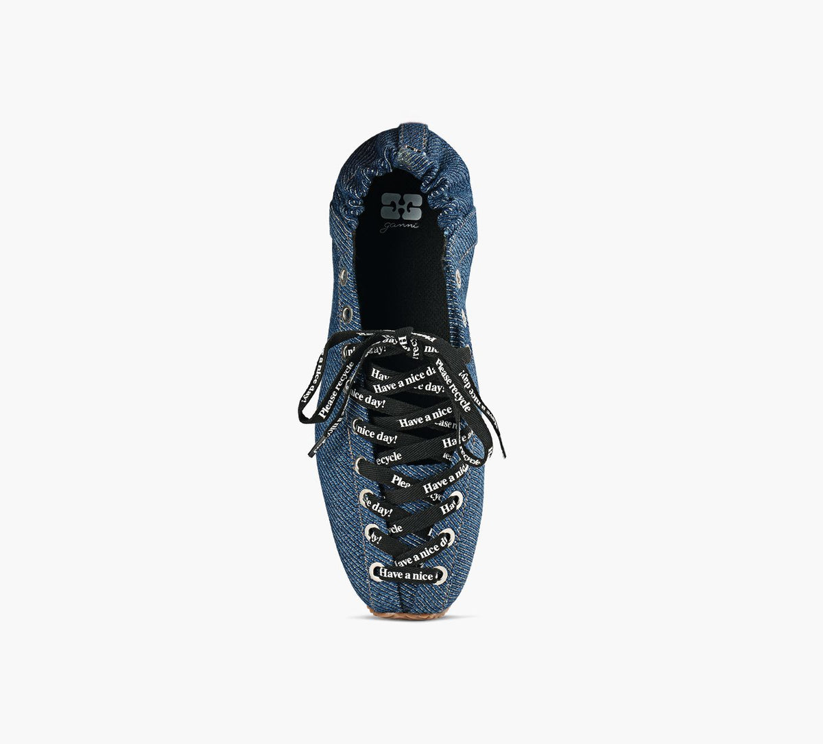 GANNI EYELETSLACEUPBALLERINA in BLUE view 1c