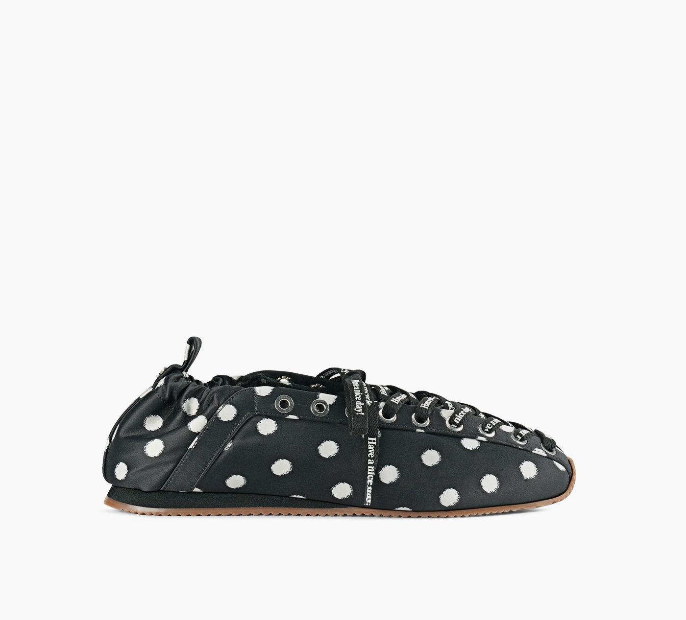 GANNI EYELETSLACEUPBALLERINA in BLACK