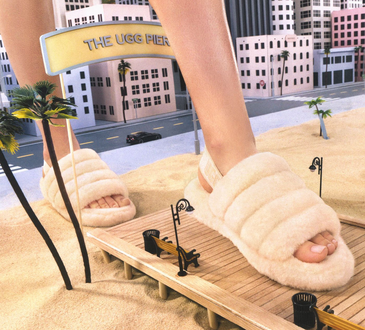 UGG SANDALEFLUFFYEAH en BEIGE vue 7