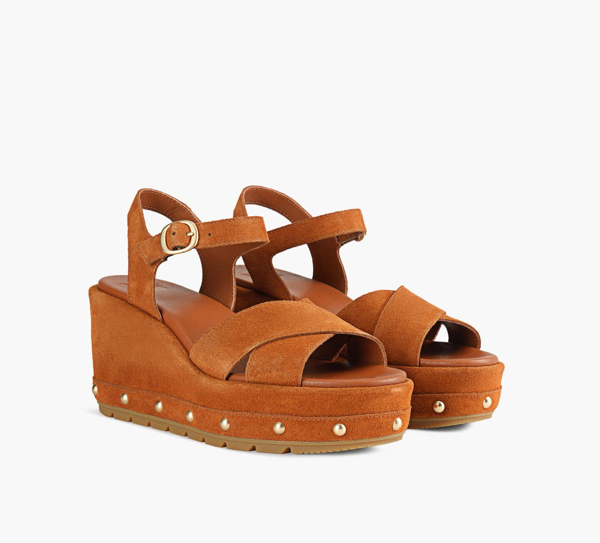 SOREL SUNPEAKWEDGEANKLESTRAPRVT in TAN view 2