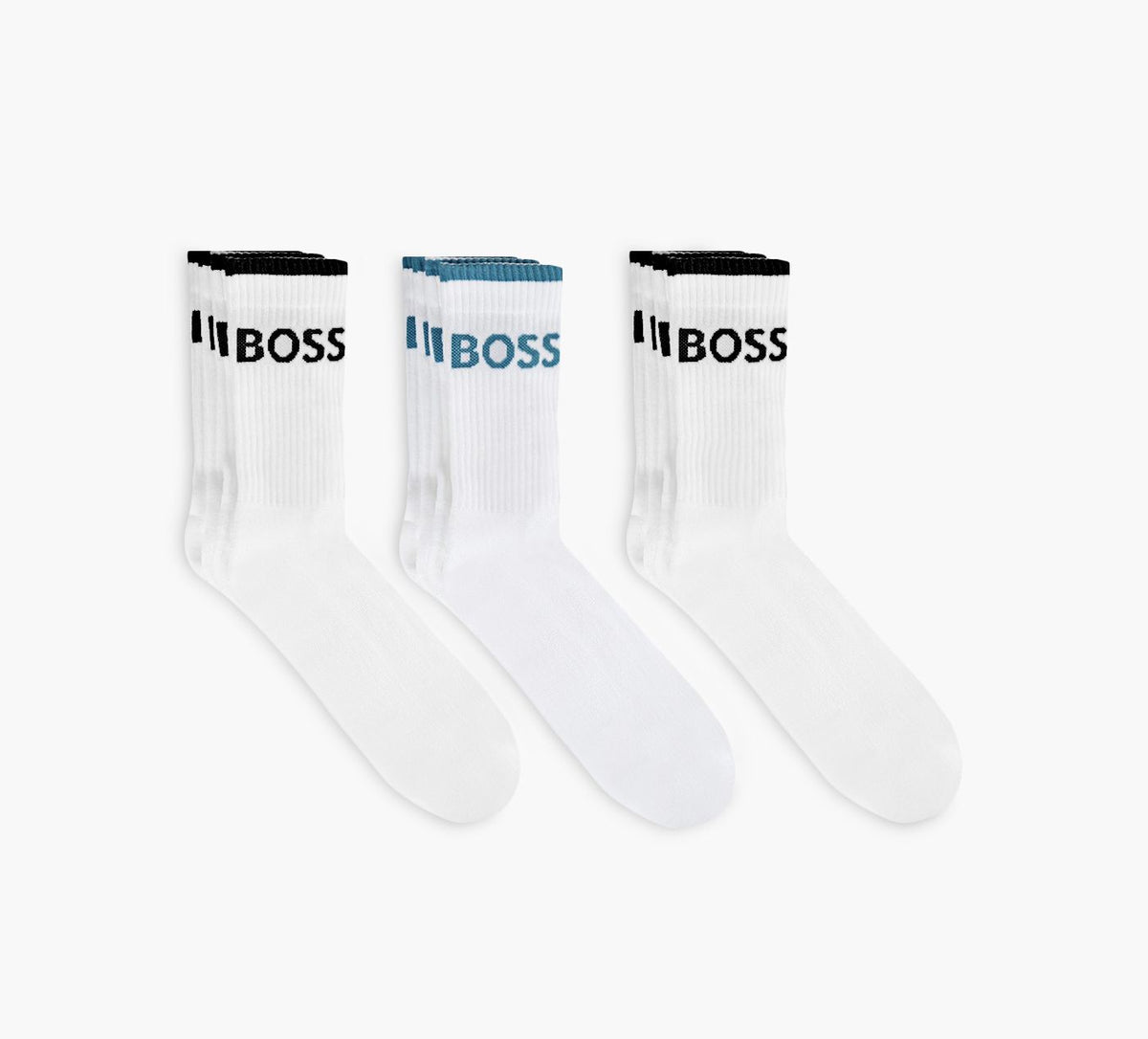 BOSS 6PACKRIBBEDSHORTSOCKSINACOTTONBLEND in WHITE