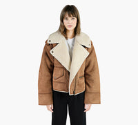 UGG FINNIANLUXEFLUFFMOTOJACKET in BROWN