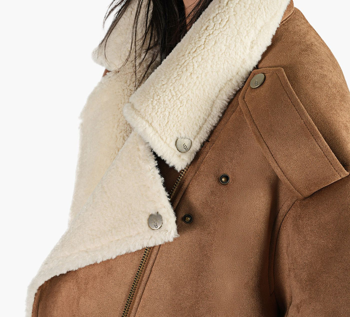 UGG FINNIANLUXEFLUFFMOTOJACKET in BROWN view 6