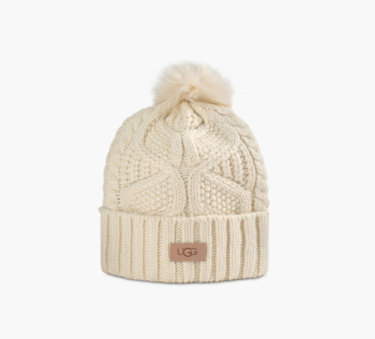 UGG CABLEBEANIEWITHPOM in BEIGE