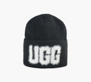 UGG FUZZYUGGLOGOBEANIE in BLACK