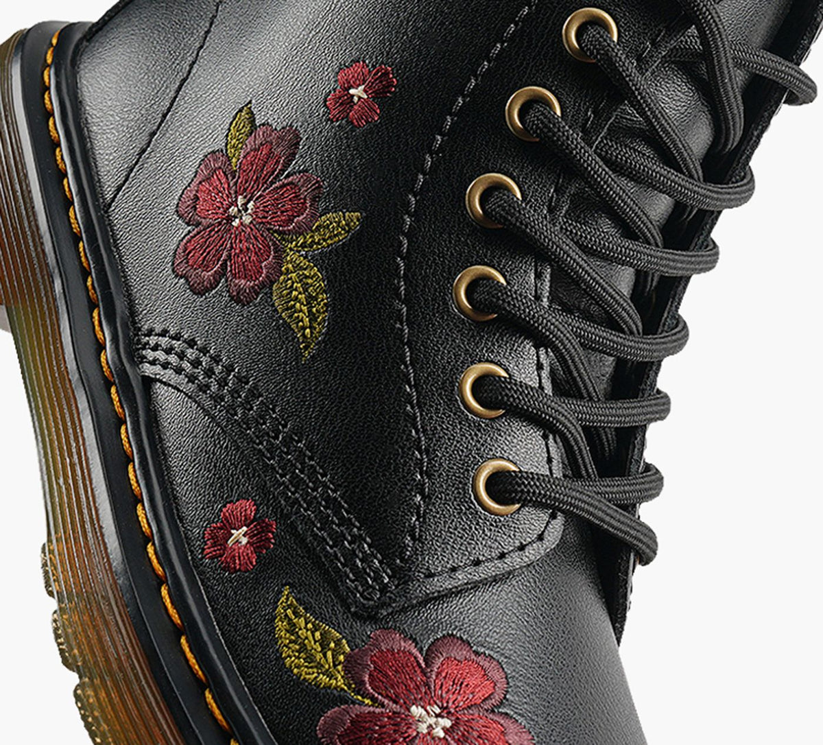 DR. MARTENS BOTTE1460AUTUMNBRODERIEFLORALE en NOIR vue 1b