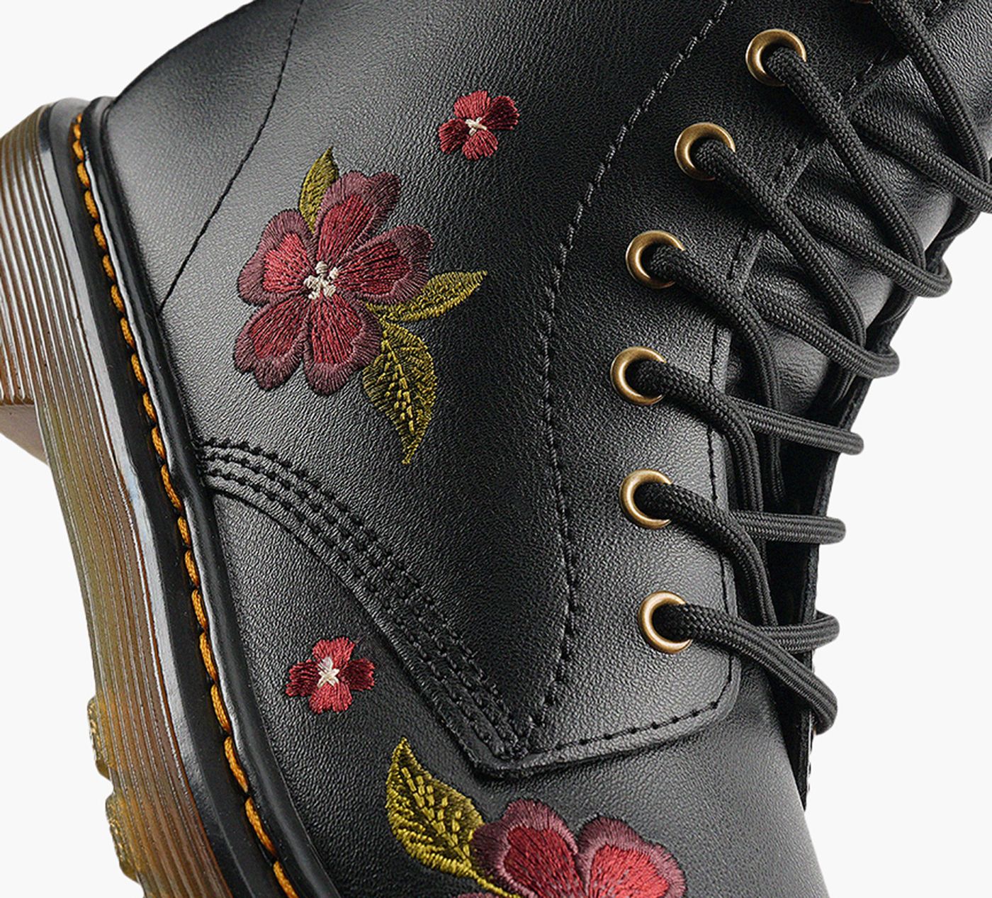 DR. MARTENS BOTTE1460AUTUMNBRODERIEFLORALE en NOIR vue 1b