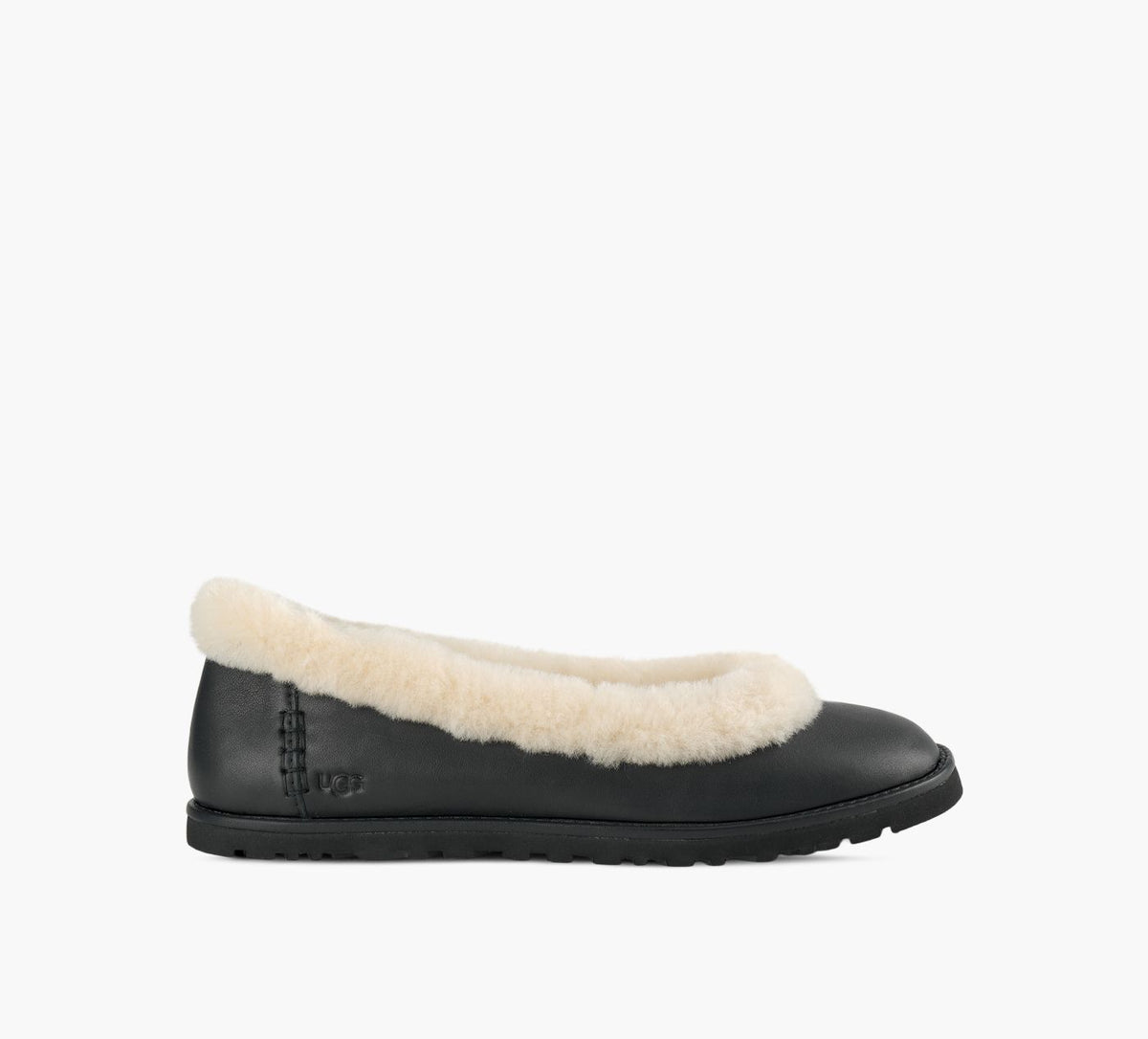 UGG ZORALEATHERBALLETFLAT in BLACK