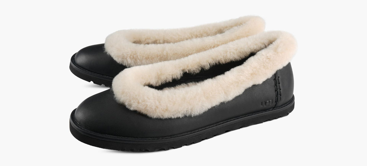 UGG ZORALEATHERBALLETFLAT in BLACK view 4