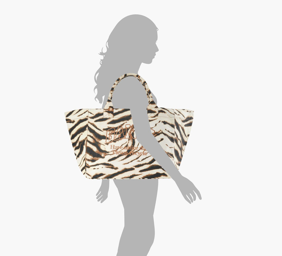 GANNI XXLSHOPPERZEBRA in TAN view 4