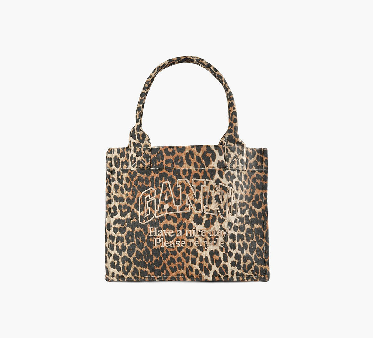 GANNI LARGEEASYSHOPPERPOCKETPRINT in BROWN