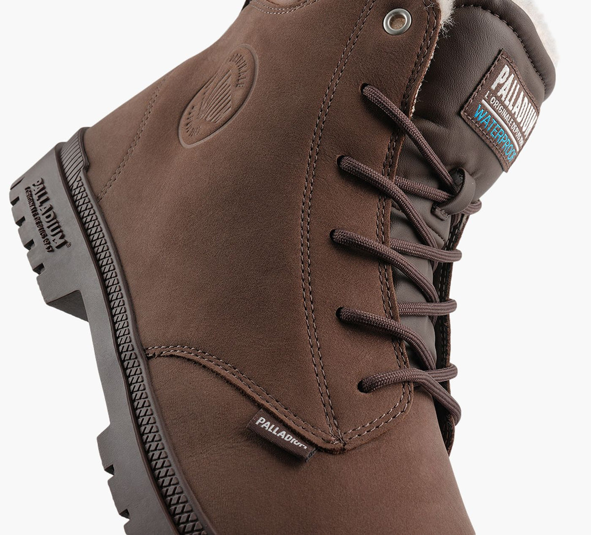PALLADIUM SP20CUFFLEATHERWaterProofWarmlined in BROWN view 1b