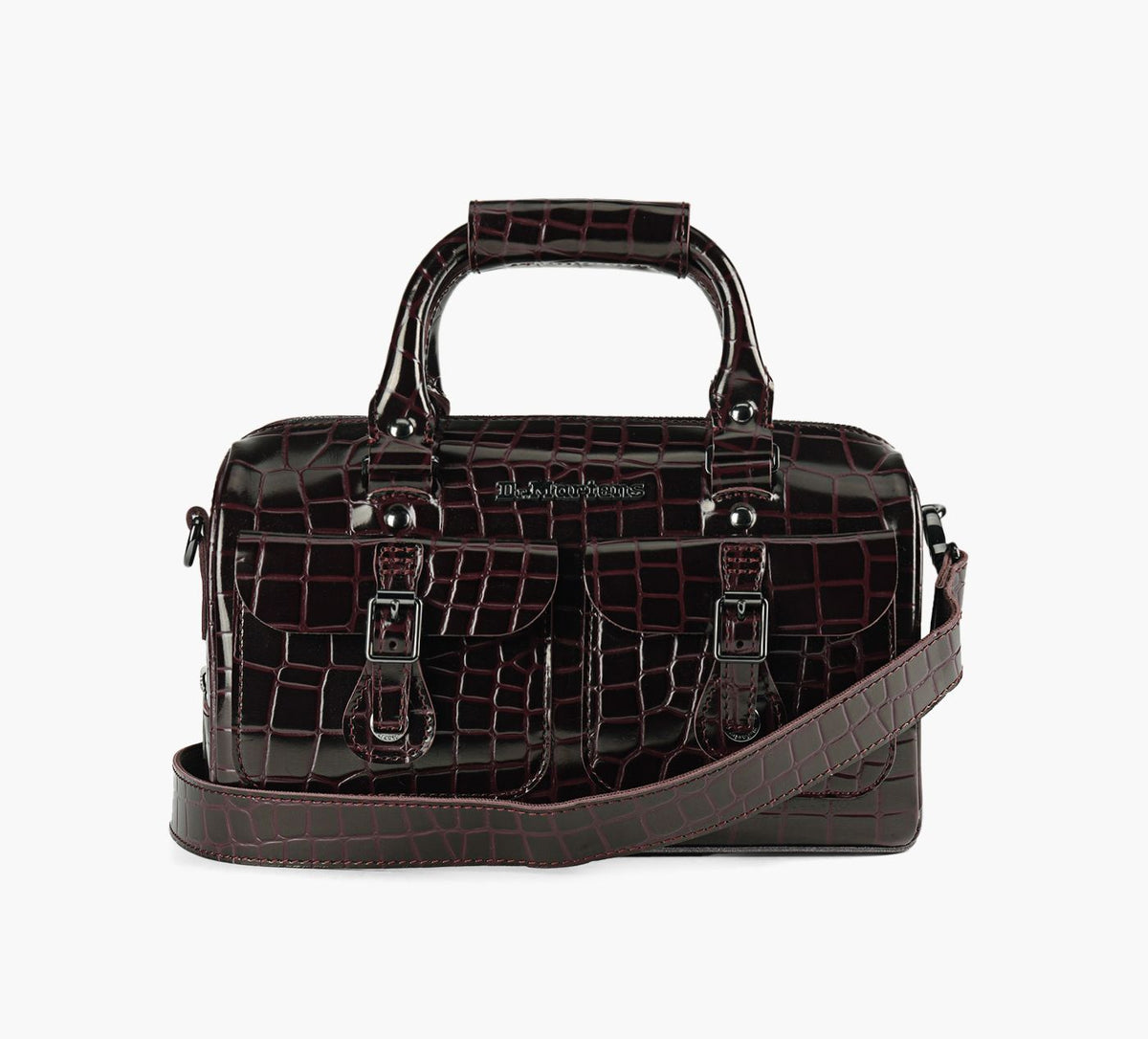 DR. MARTENS TOPHANDLECROCEMBOSSBAG in BURGUNDY
