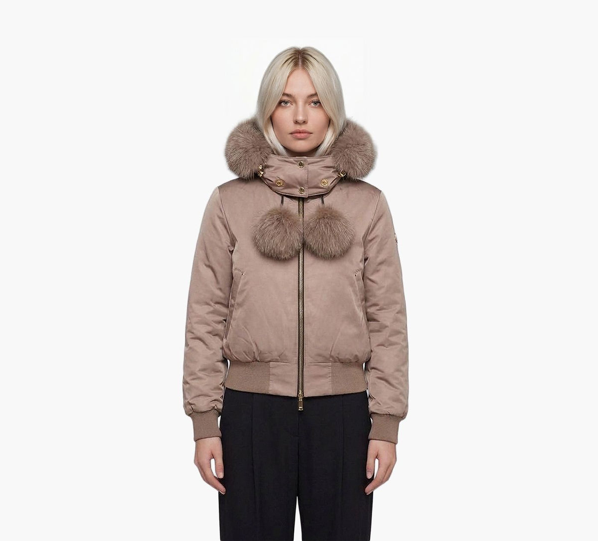 MOOSE KNUCKLES LUXESATINBOMBER in TAUPE