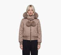 MOOSE KNUCKLES LUXESATINBOMBER in TAUPE