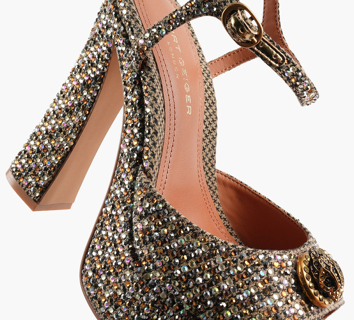 KURT GEIGER SANDALEPLATEFORMEOUVERTECHELSEA en OR vue 1b