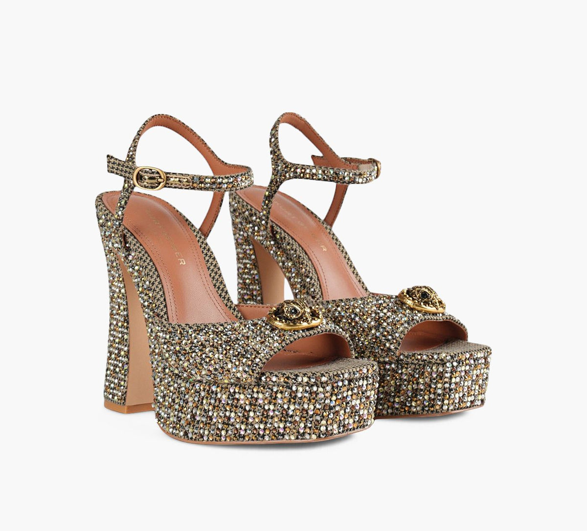 KURT GEIGER SANDALEPLATEFORMEOUVERTECHELSEA en OR vue 2