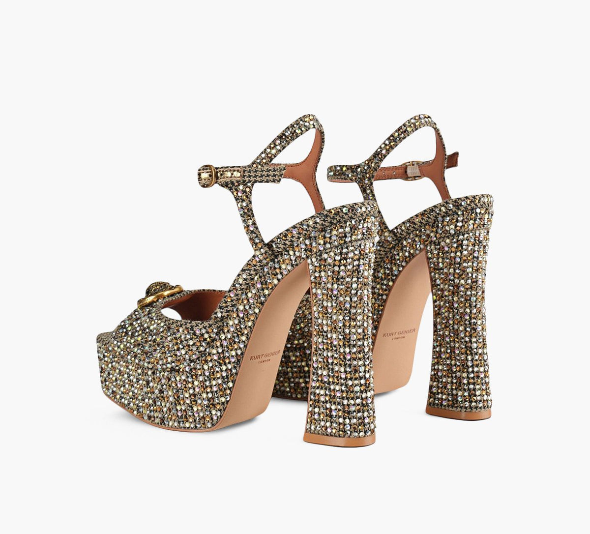 KURT GEIGER SANDALEPLATEFORMEOUVERTECHELSEA en OR vue 3