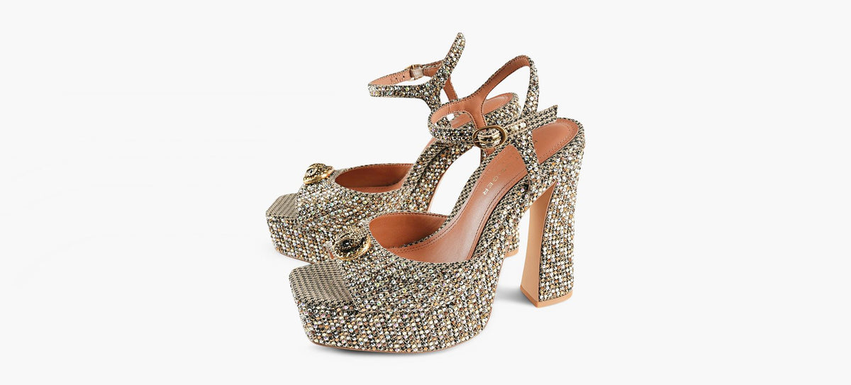 KURT GEIGER SANDALEPLATEFORMEOUVERTECHELSEA en OR vue 4
