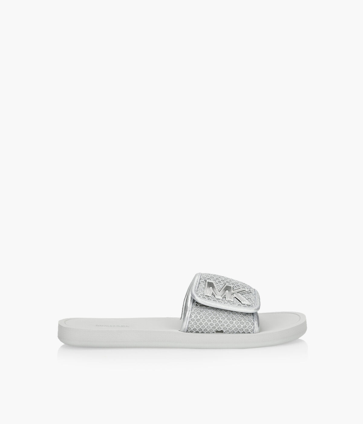 Michael kors silver slides sale
