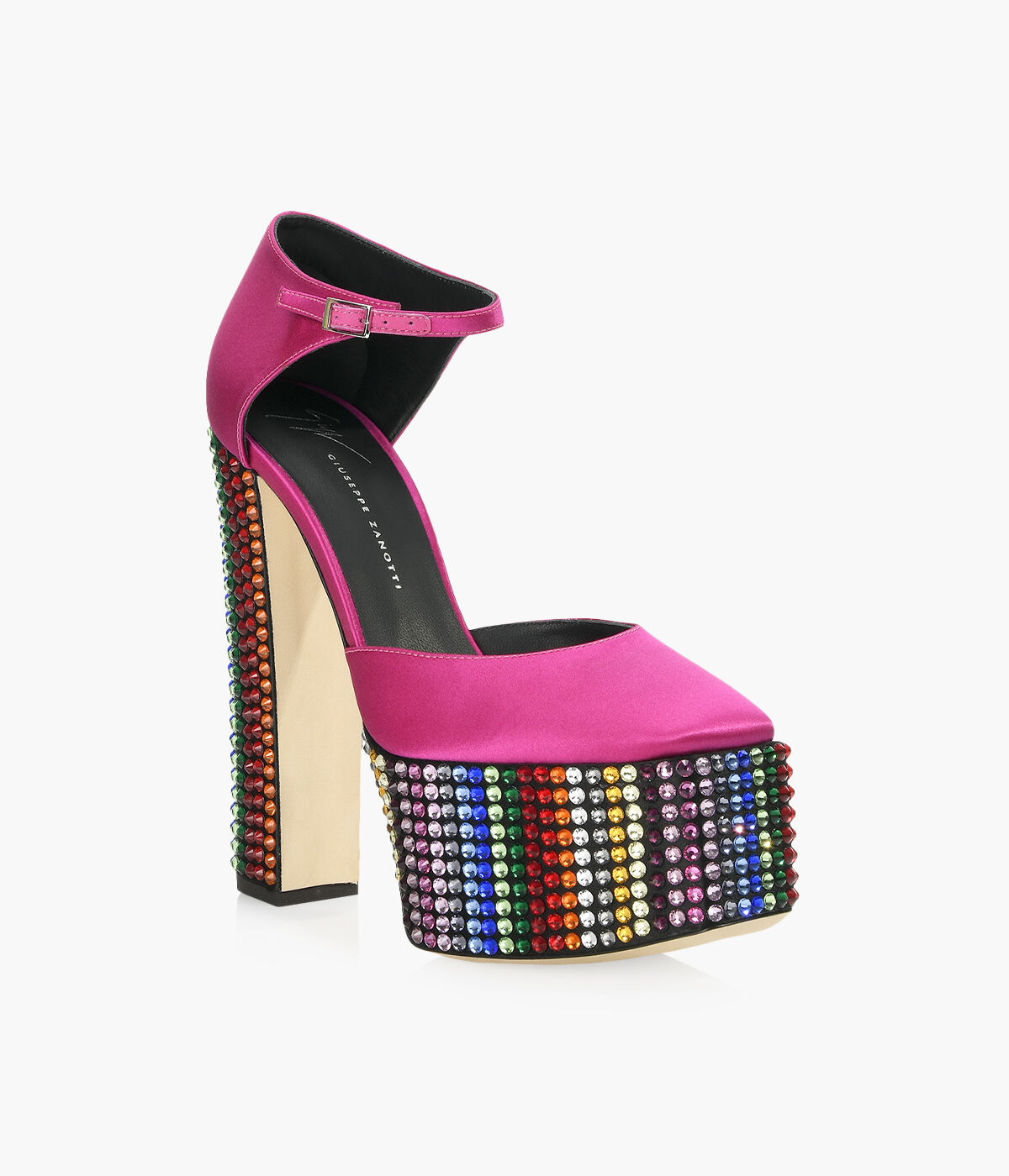 GIUSEPPE ZANOTTI BEBE STRASS Fuchsia Satin Browns Shoes