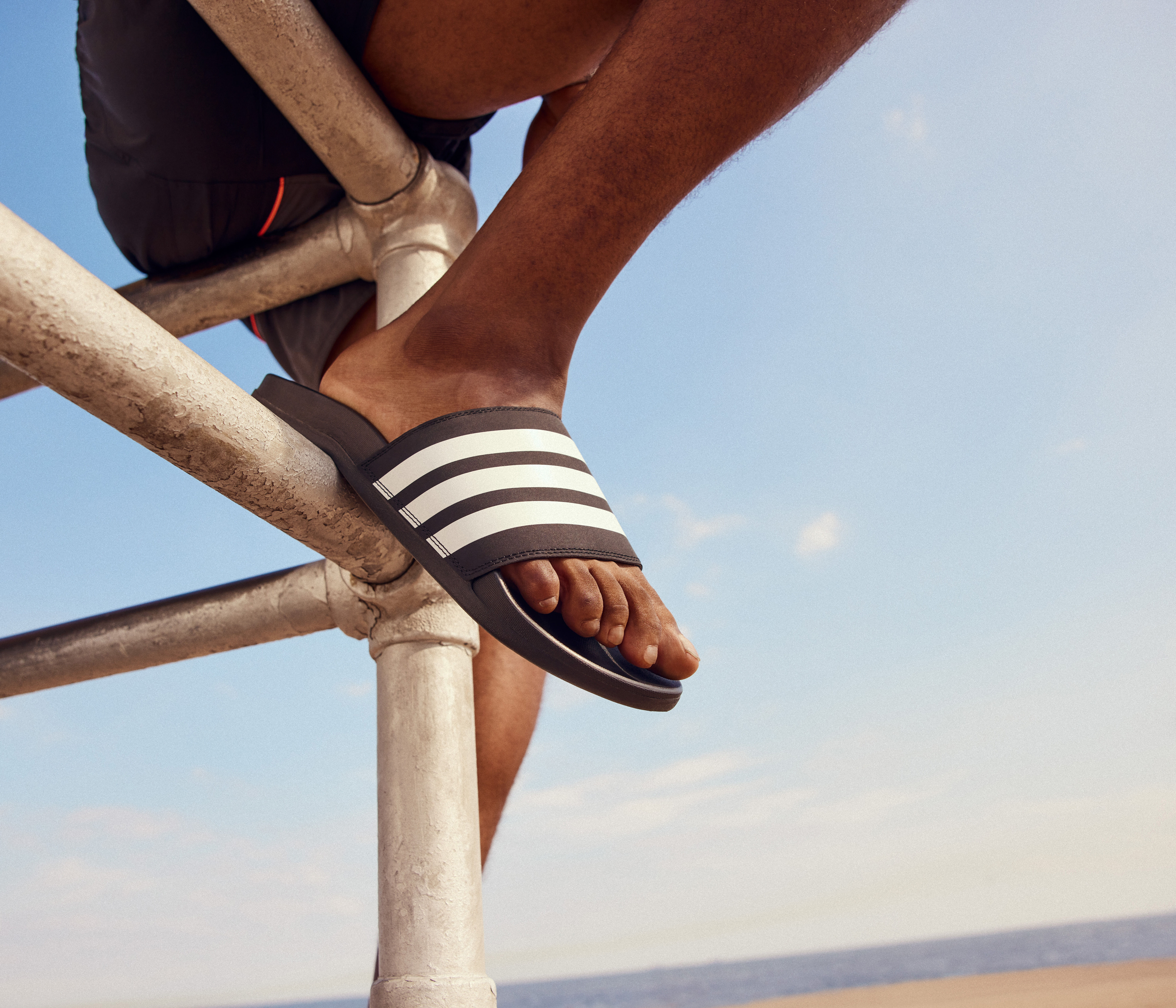 ADIDAS ADILETTE COMFORT SLIDES Black Synthetic Browns Shoes