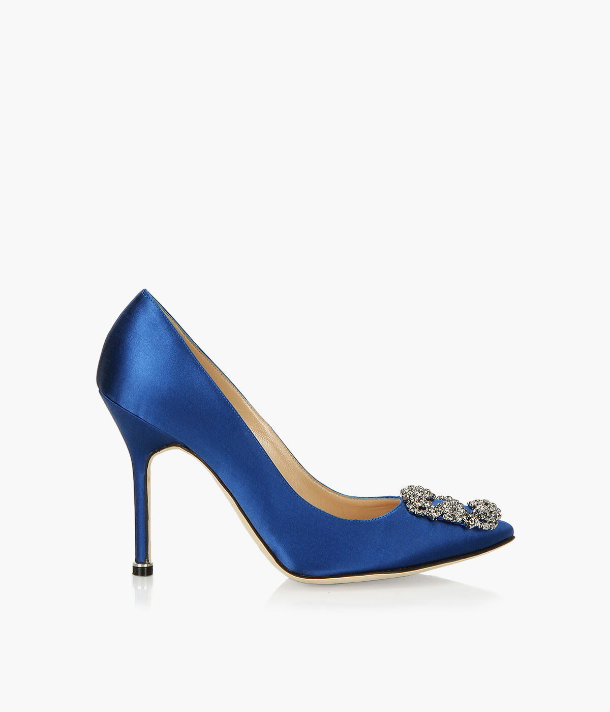 MANOLO BLAHNIK HANGISI 105 Blue Satin Browns Shoes